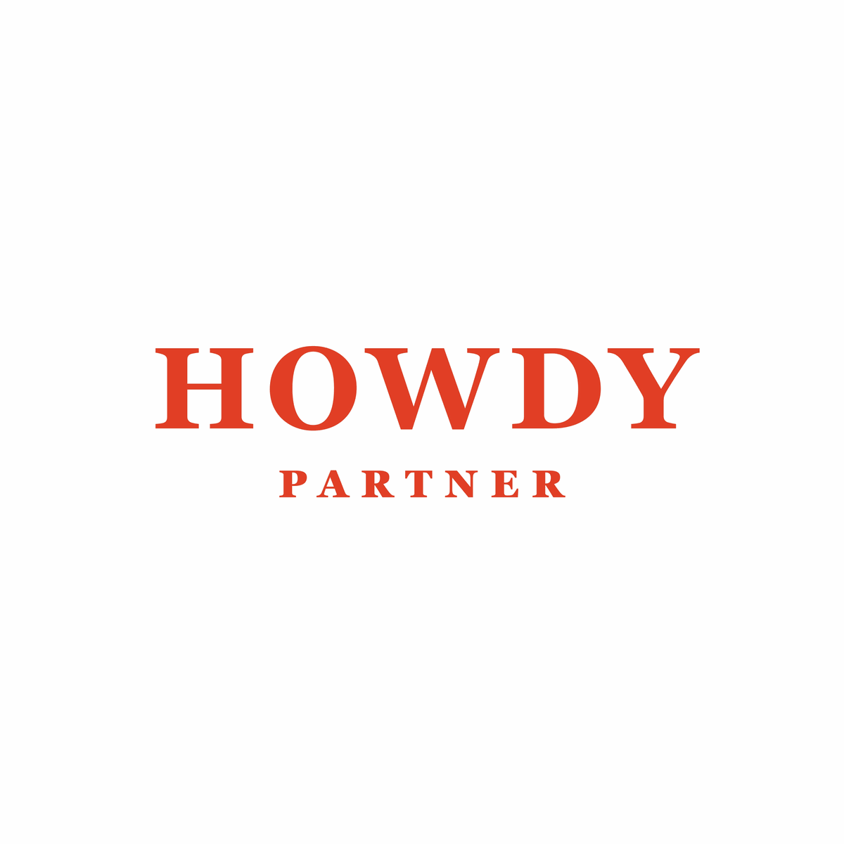Howdy Partner wordmark, HOWDY PARTNER stacked